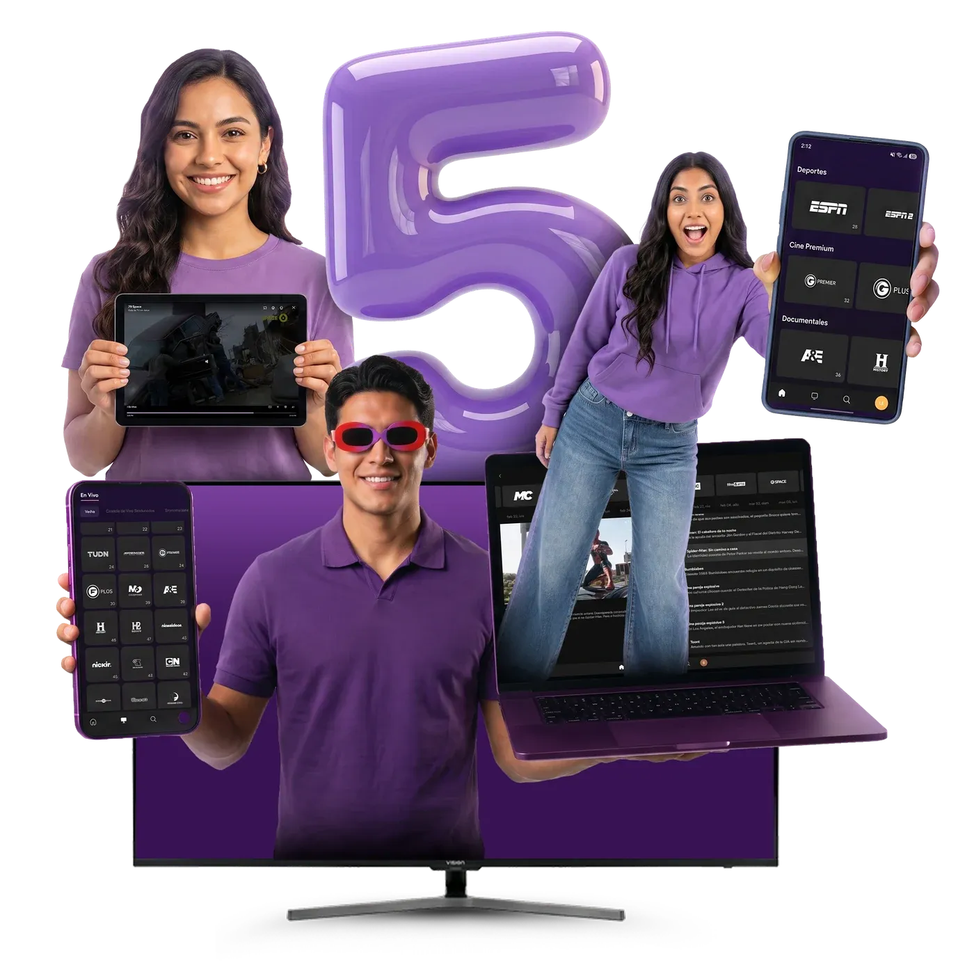 ZIBBO TV en hasta 5 dispositivos a la vez: Smart TV, celular, tablet y computadora